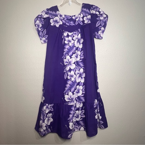 Kalena Fashions of Hawaii Dress Size XL Purple Tropical Floral Muumuu Patio - Picture 11 of 11
